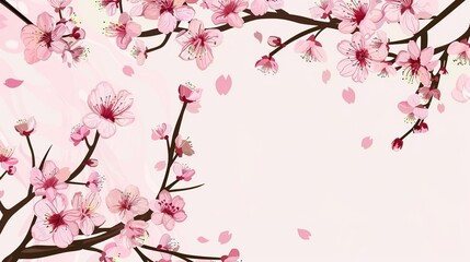 Fototapeta premium The Graceful Cherry Blossom Flower Background: A Symbol of Beauty and Transience.