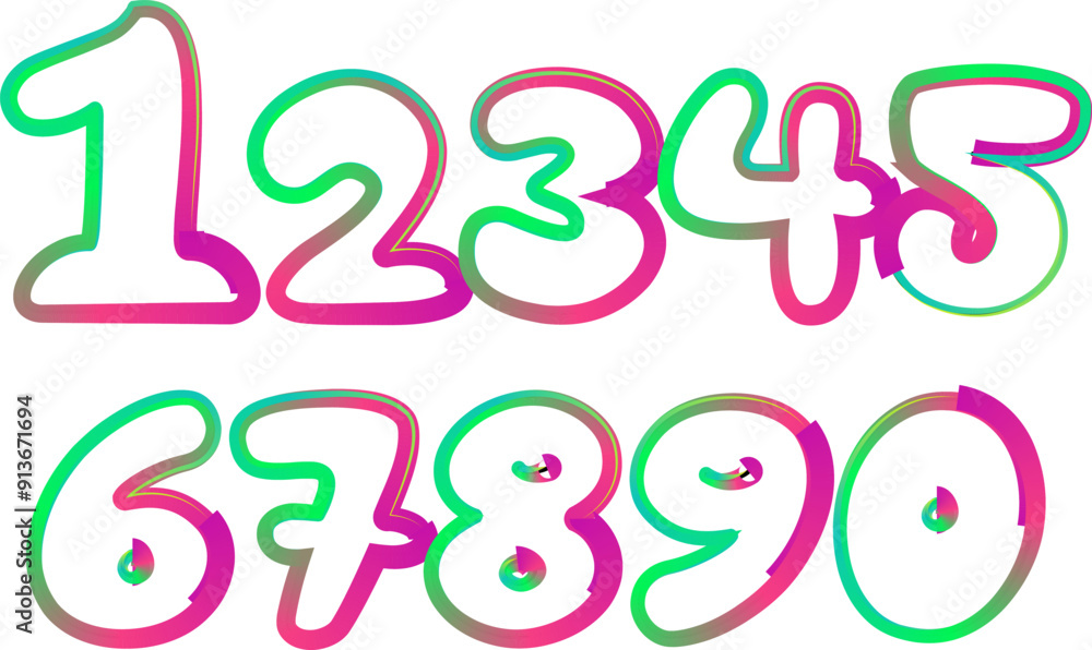 Poster vector set of number, numbers, gradient number