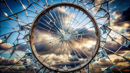 A fragile, broken mirror reflects a fractured psyche, symbolizing the shattering effects of trauma and PTSD on mental health.