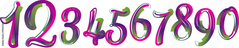Poster vector set of number, numbers, gradient number