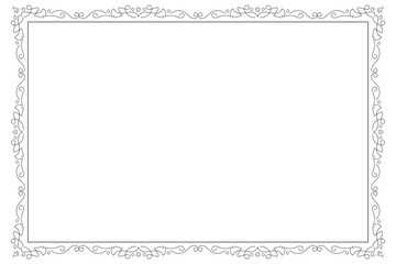 Classic swirl Decorative line ornate border, filigree rectangle Decorated frame for Victorian card, menu, wedding, certificate, document, Fancy Lines style landscape page borders design
