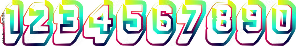 Poster vector set of number, numbers, gradient number