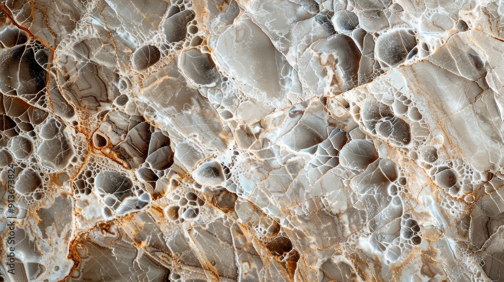 Poster intricate patterns of natural stone displayed under soft lighting in a close-up view