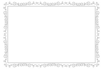 Classic swirl Decorative line ornate border, filigree rectangle Decorated frame for Victorian card, menu, wedding, certificate, document, Fancy Lines style landscape page borders design
