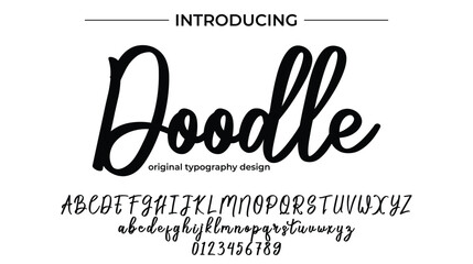 Doodle Font Stylish brush painted an uppercase vector letters, alphabet, typeface