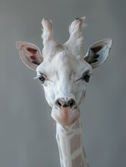 Obraz premium Albino giraffe. Studio photography of an animal in white color.