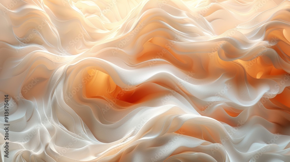 Aufkleber soft abstract waves of cream and orange flowing lightly in an ethereal composition
