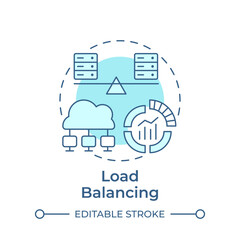 Load balancing soft blue concept icon. Network traffic, monitoring tools. Cloud optimization. Round shape line illustration. Abstract idea. Graphic design. Easy to use in infographic, presentation