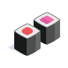 An isometric icon of sushi in modern style, japanese cuisine