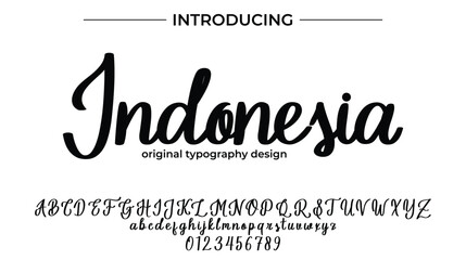 Indonesia Font Stylish brush painted an uppercase vector letters, alphabet, typeface