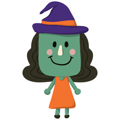 Cute witch illustration cartoon character. in Halloween.