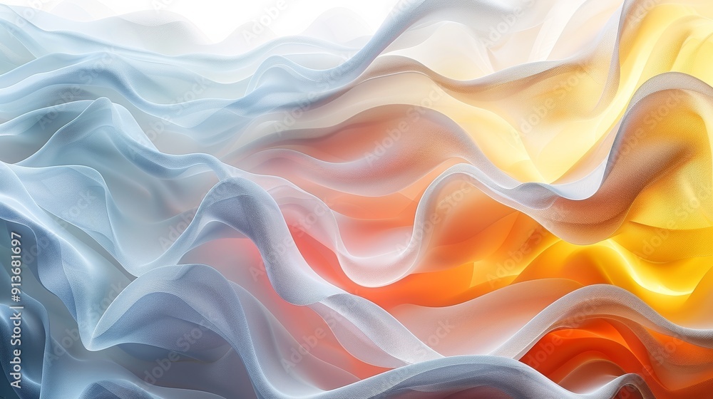 Poster abstract waves of color flowing seamlessly in dynamic patterns over a soft gradient background