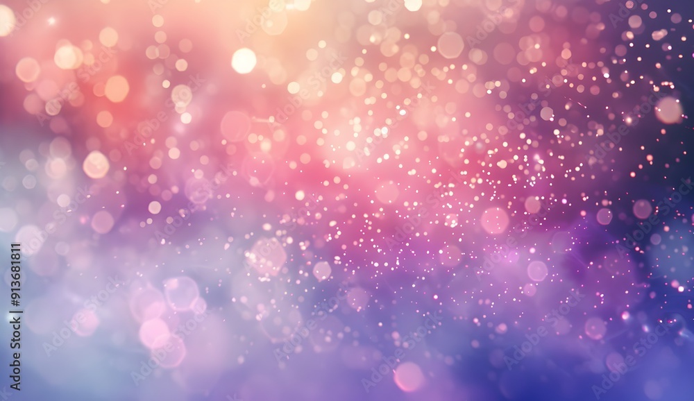 Aufkleber glistening light particles in the air on a pastel background, creating an ethereal and dreamy atmosp
