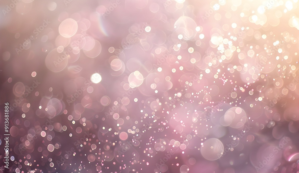 Poster glistening light particles in the air on a pastel background, creating an ethereal and dreamy atmosp