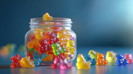 Gummy bear jar on table