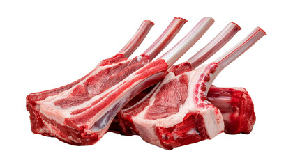 Close-up of fresh lamb chops showcasing tender meat and bone, perfect for culinary presentations and meat dishes.