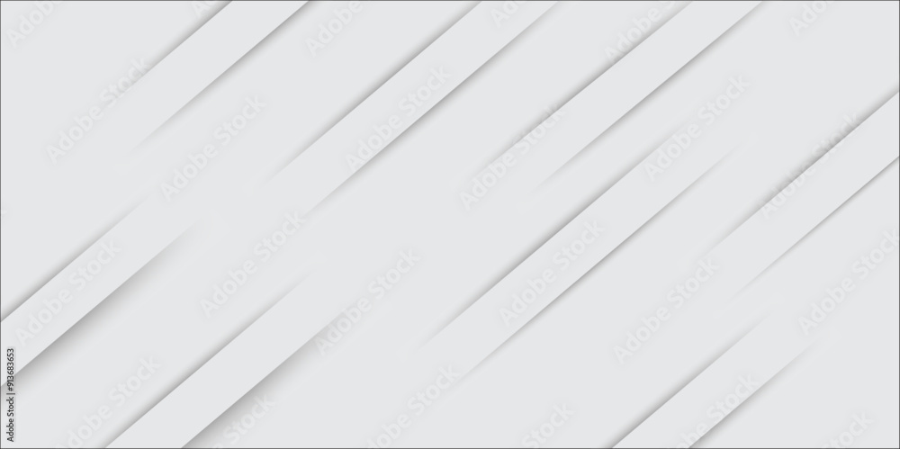 Poster abstract white background design with layers of textured white transparent material in triangle and 