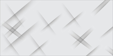 Fototapeta premium Abstract white background design with layers of textured white transparent material in triangle and squares shapes. White color technology concept geometric line vector white light grey background.