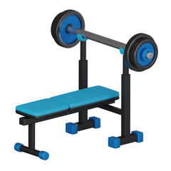 Fitness Bench Press 3D Illustration, Strength Training Equipment Icon