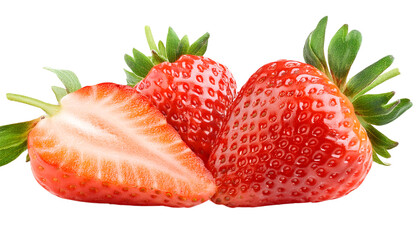 Fresh and vibrant strawberries, showcasing their bright red color and juicy texture. Perfect for healthy recipes and desserts.