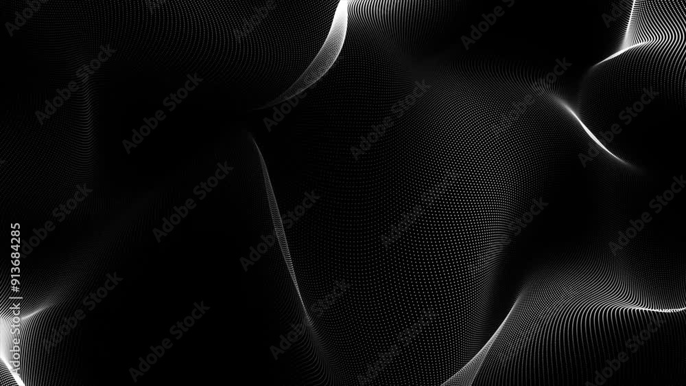 Poster abstract loopable white motion waving dots texture. cyber or technology digital animated background.