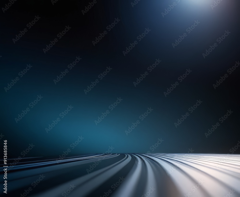 Poster dark blue gradient background transitions to lighter blue gradient, with single light source in the 