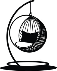 hanging wicker chair silhouette illustration black and white