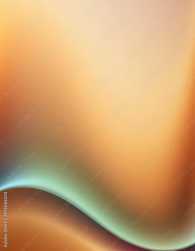 Poster gradient background with warm hues orange, yellow, and green, featuring wavy pattern lines and curve
