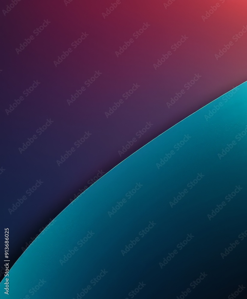 Poster gradient background transitions from deep purple to light blue, with curved line in the center.