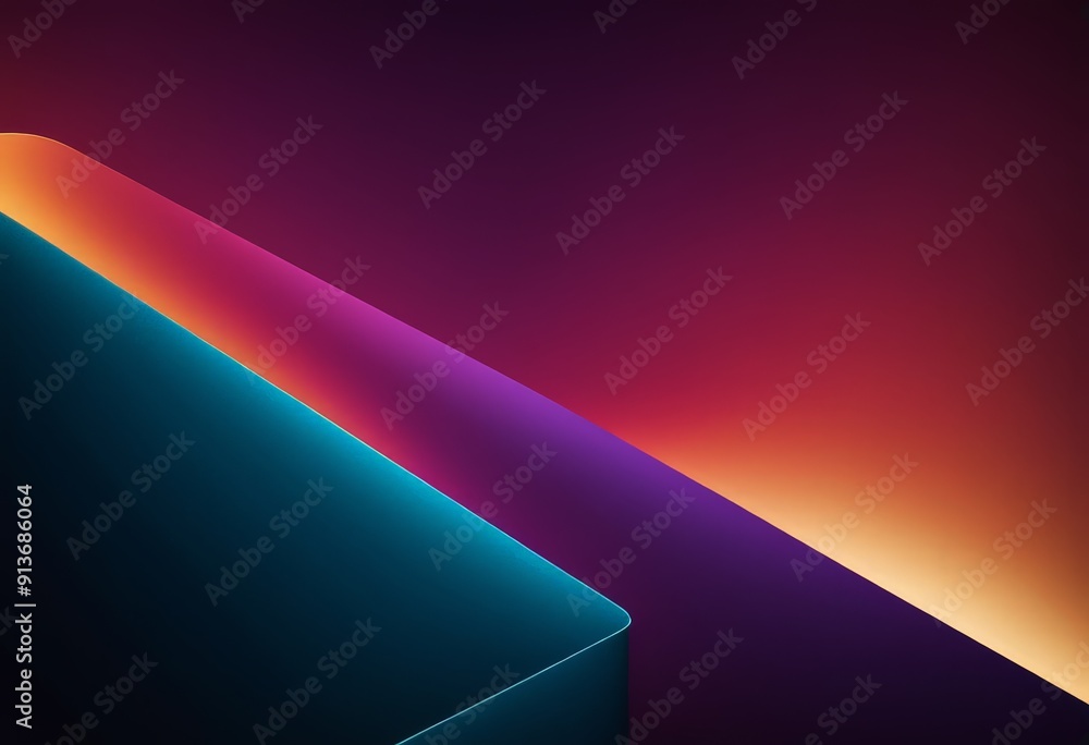 Poster gradient background transitions from dark blue to purple and orange, with gradient light source cast
