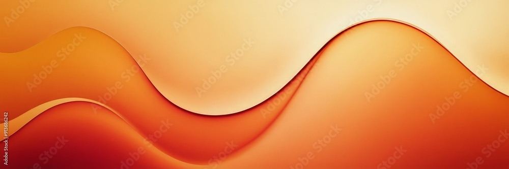 Poster vibrant abstract features gradient orange and yellow hues, with wavy lines and curves creating dynam