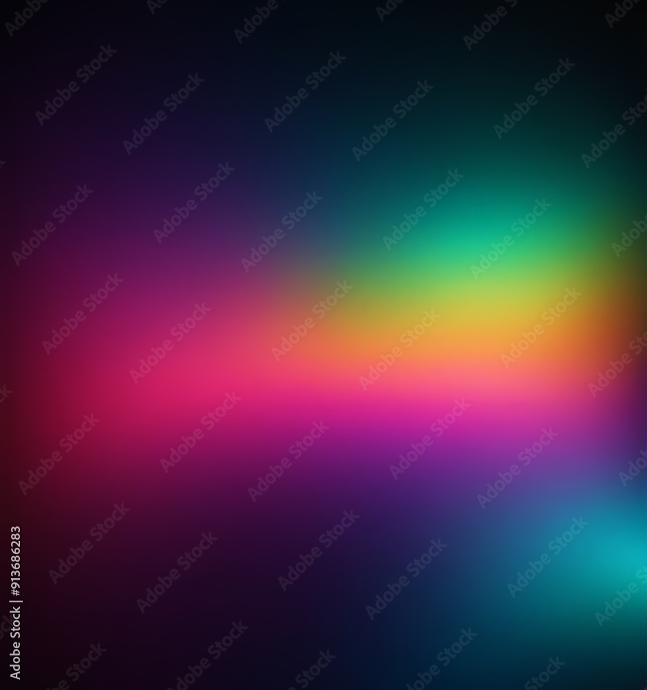 Poster gradient background transitions from dark to light, with vibrant rainbow-like pattern colors.