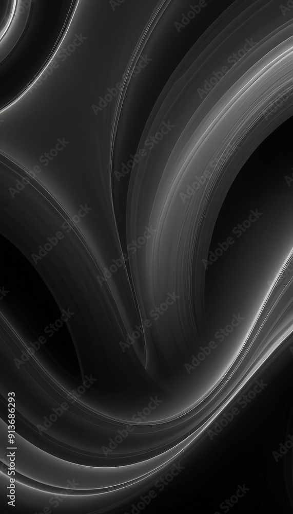Aufkleber black and white abstract featuring swirling, curving lines and shapes, creating sense movement and d
