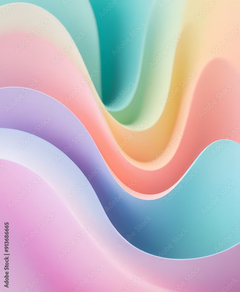 Poster vibrant abstract background features wavy lines in various pastel colors, creating dynamic and visua
