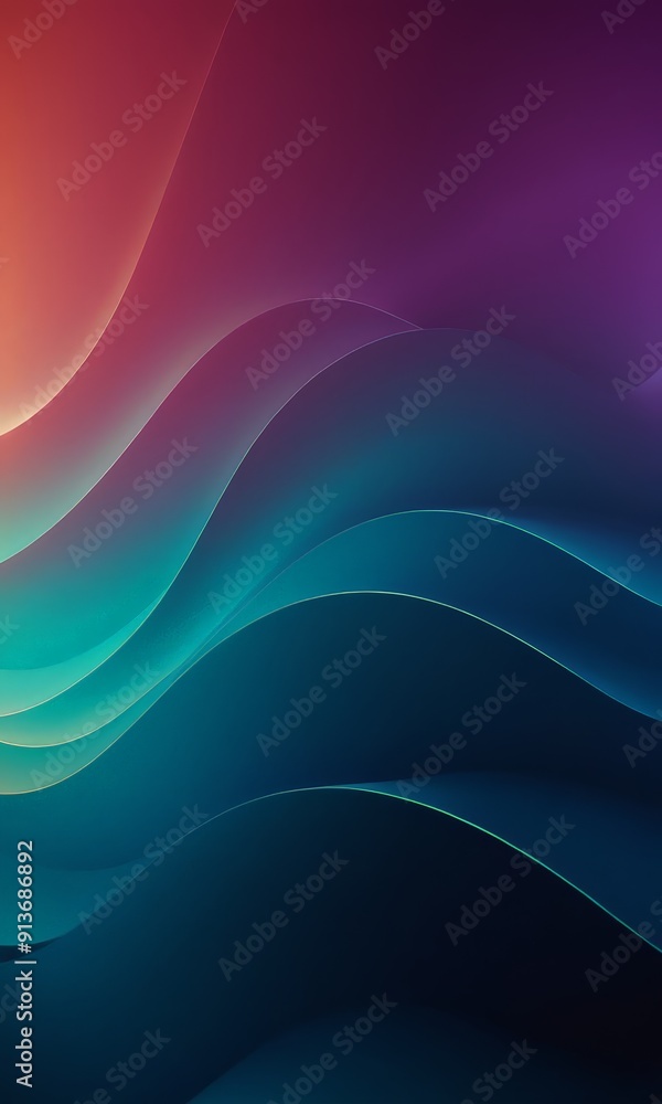 Poster gradient background with gradient blue, purple, and orange, featuring wavy lines that create sense m