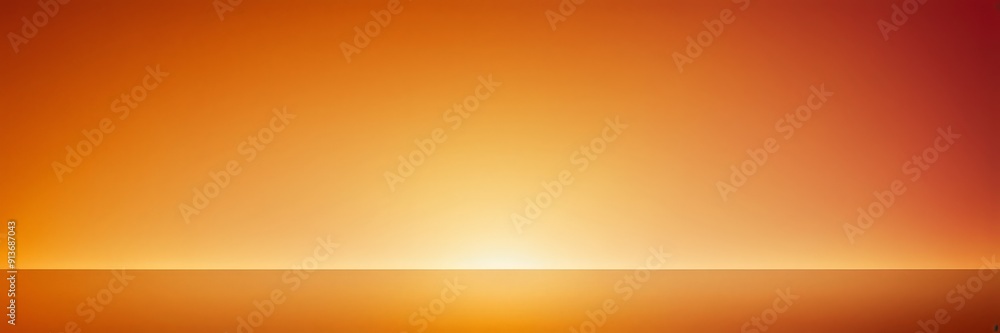 Poster gradient background transitions from warm orange to deep red, with bright light source at the center