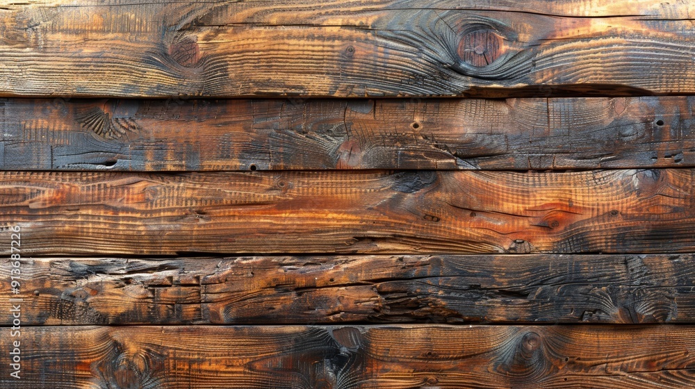 Poster rustic wooden planks displaying intricate grain patterns in warm tones and textures