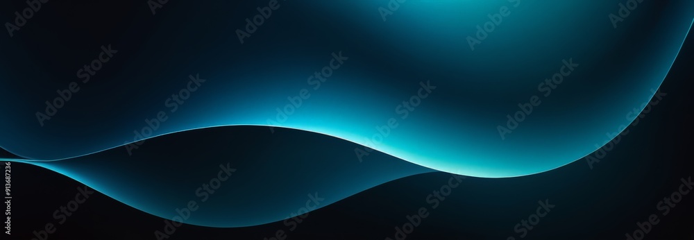 Poster digital wave-like shape in shades blue and black, with gradient effect transitioning from darker to 