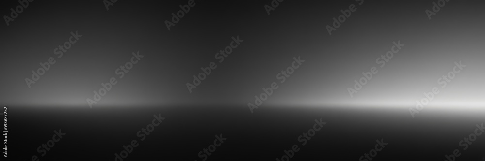 Poster black and white gradient background, with single light source in the top right corner, creating sens