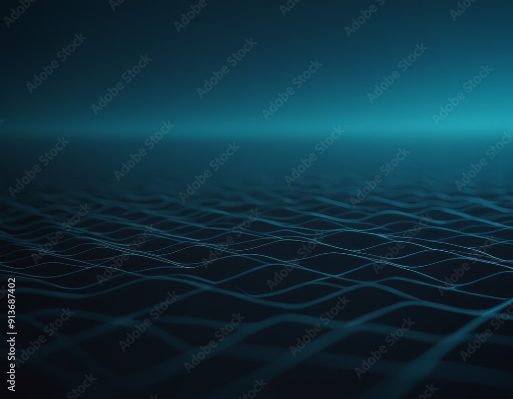 Aufkleber digital wave-like pattern in shades blue and green, with gradient effect, creating sense depth and m