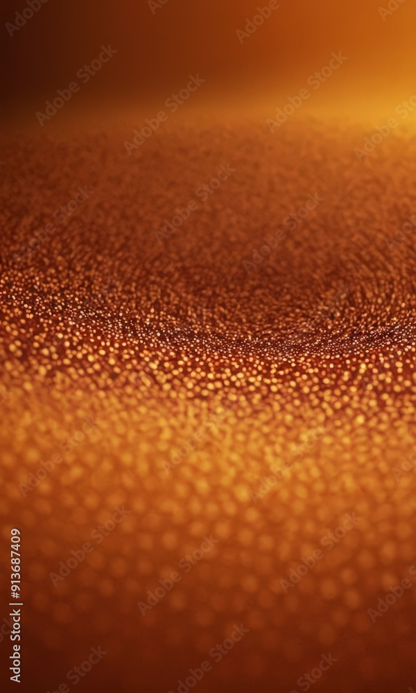 Poster close-up view textured surface with gradient warm orange and brown tones, featuring small dots or sp