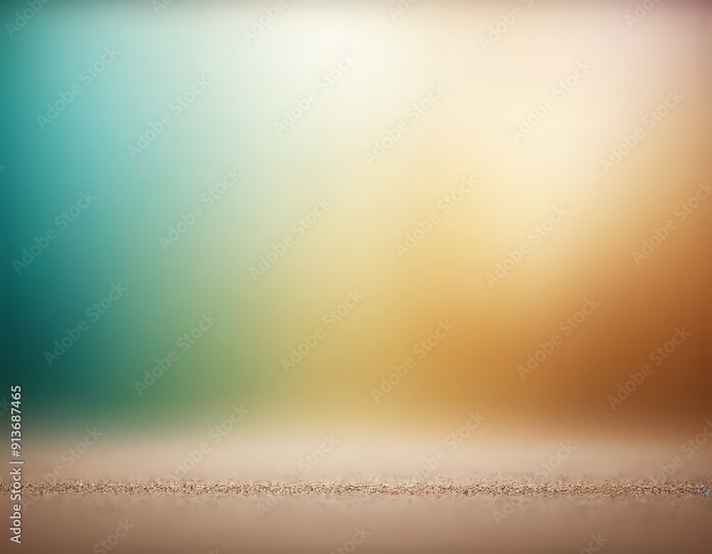 Poster gradient background transitions from blue to yellow, with subtle texture sand and faint outline buil