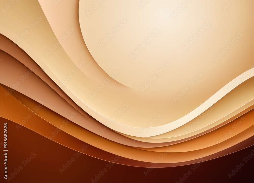 Poster gradient background with wavy lines in shades brown and beige, transitioning from light to dark, cre