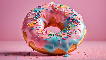 Doughnut pictures that look delicious, high definition doughnut pictures, doughnut copy space, donut on a monochrome background