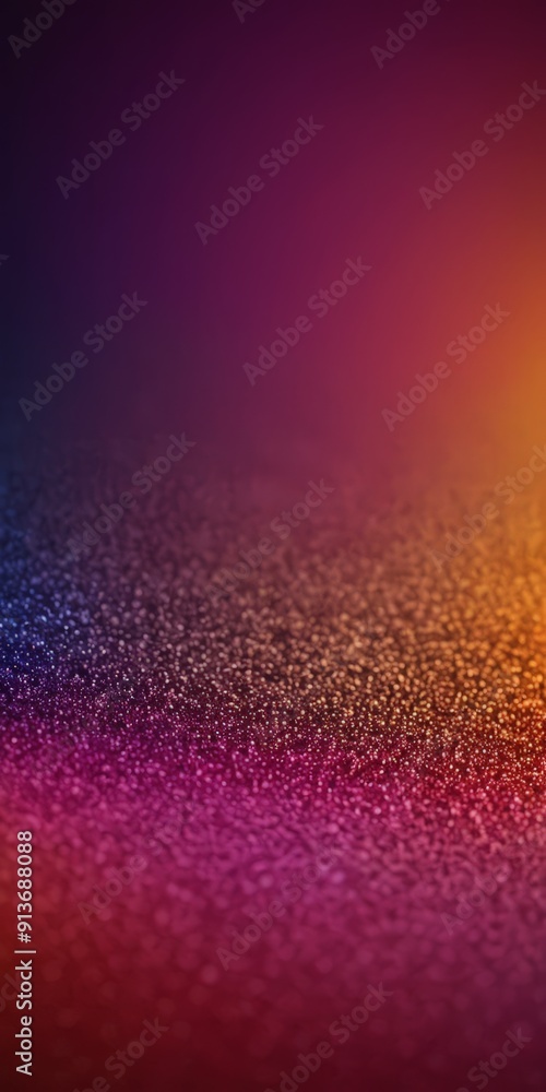 Poster gradient background transitions from purple to orange, with subtle glitter effect, creating visually