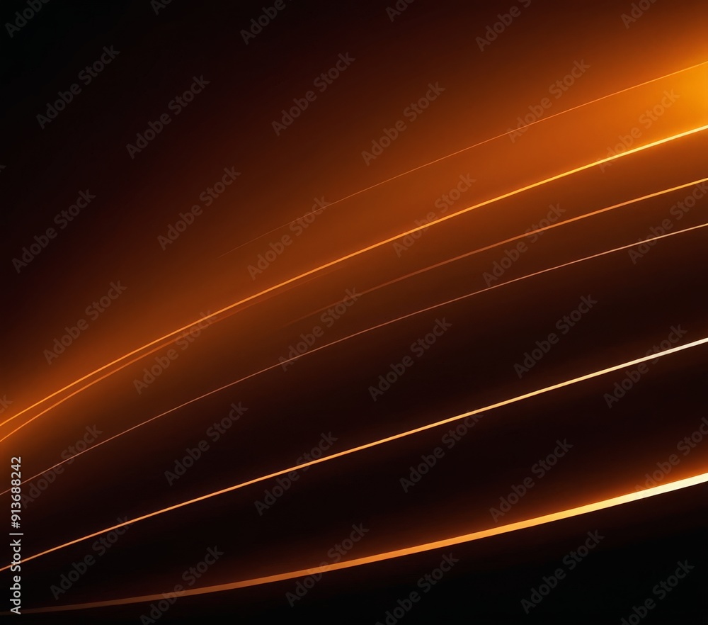 Poster gradient orange and black lines creates dynamic, abstract pattern against dark background.