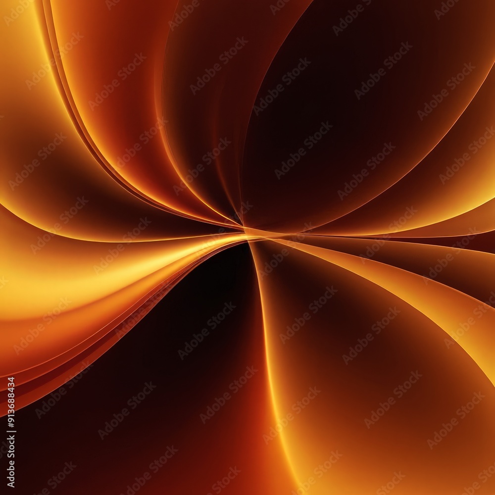 Poster vibrant abstract features swirling pattern orange and brown hues, creating sense movement and dynami