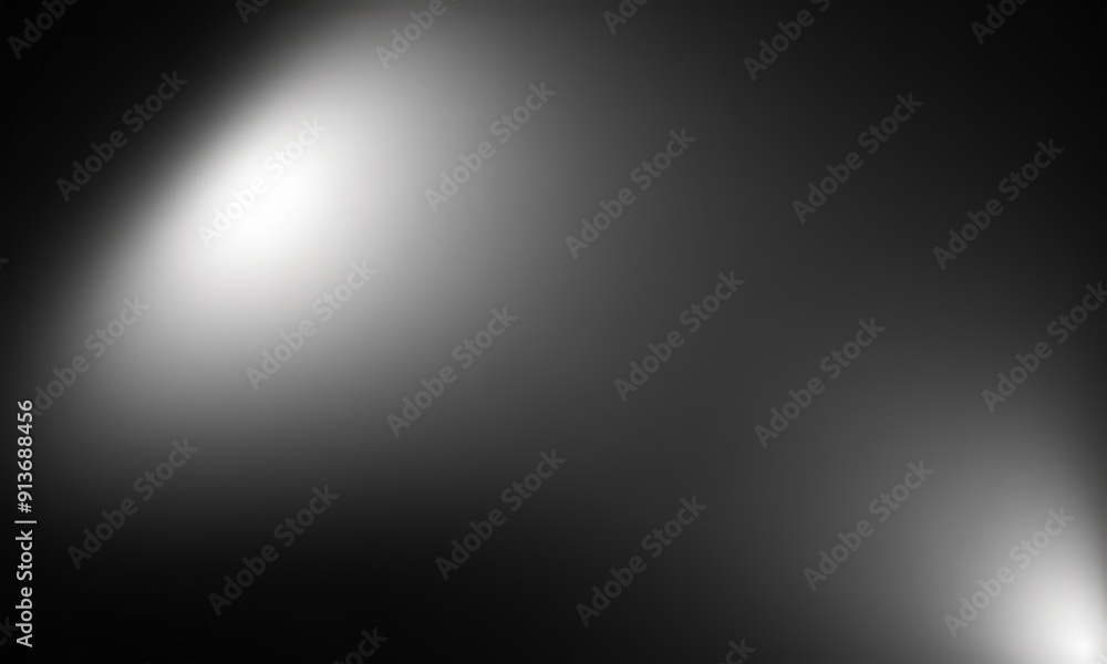 Poster black and white with gradient effect, featuring bright light source in the top left corner and darke