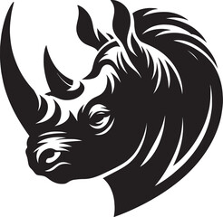 Rhino Head Silhouette isolated on white background Minimalist rhino vector shape 