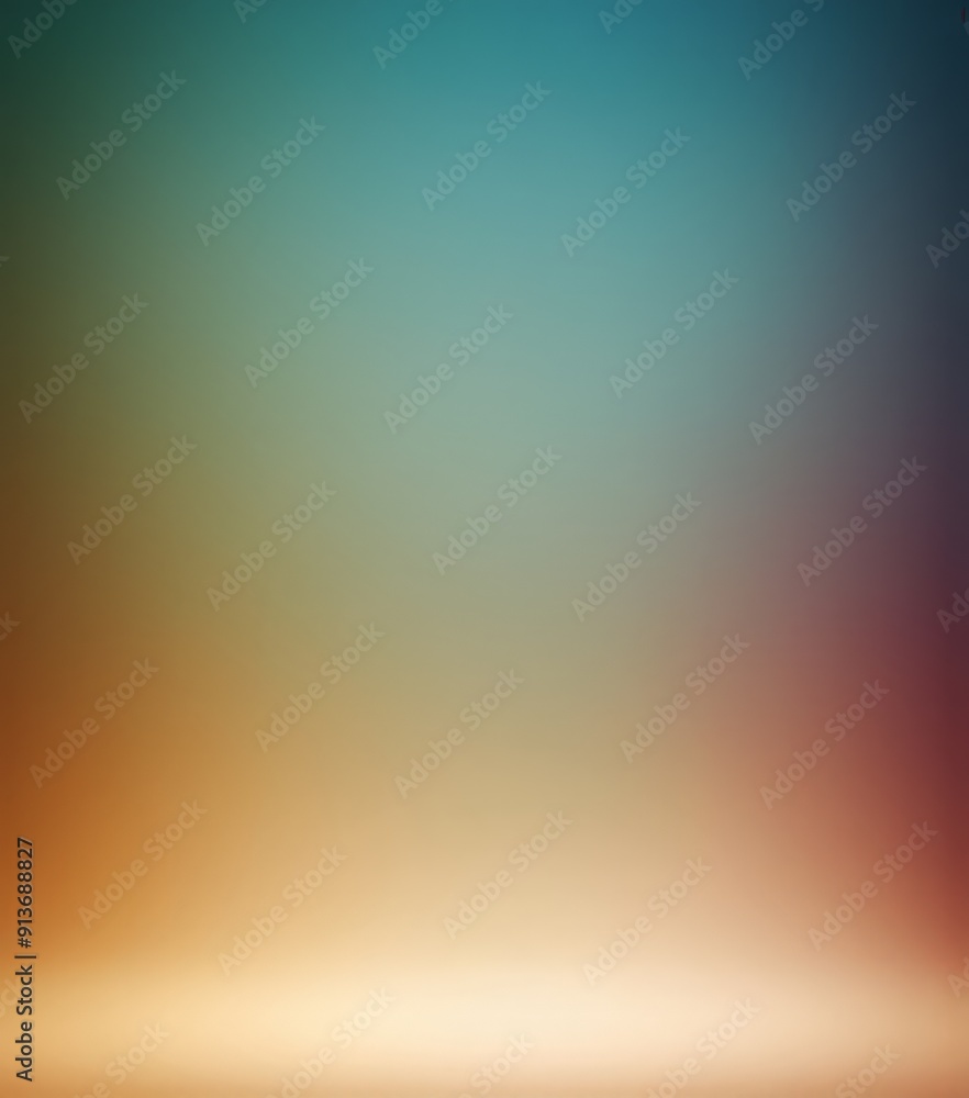Poster gradient background transitions from green to blue to orange, with subtle gradient effect and flat s